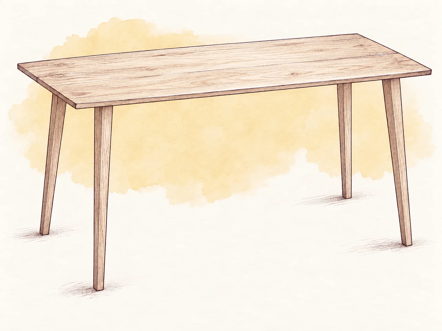 A handmade white oak desk with splayed legs